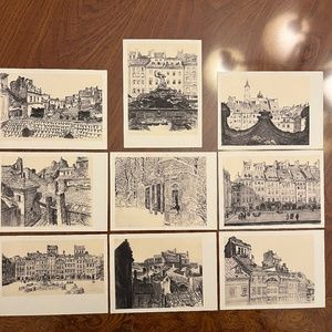Warsaw Lithograph Postcard Set from the National Museum on Krakow